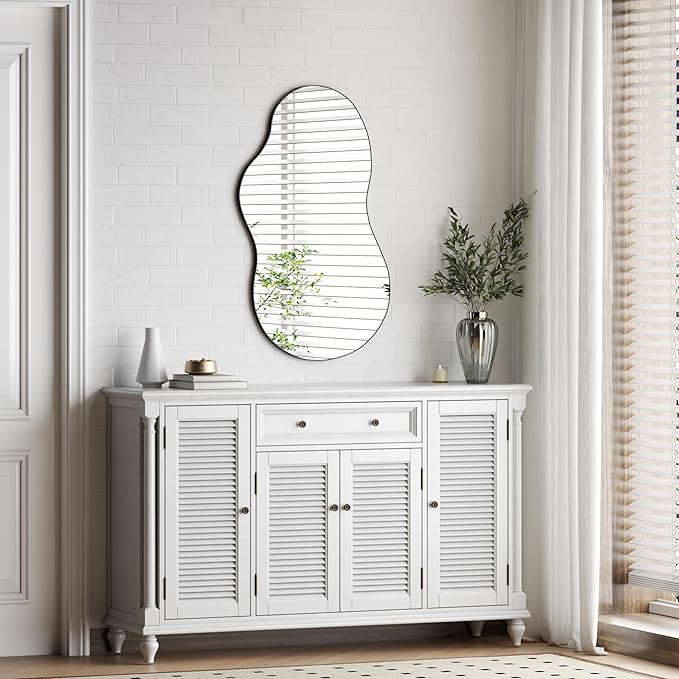 Itrue Black 20×36Inch Asymmetrical Mirror Irregular Wall Mirror,Tempered Glass Bathroom Mirrors for Over Sink,Living Room, Bathroom, Vanity, Entryway, Hallway.