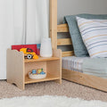 Ocodile Kids Nightstand for Floor Beds, Solid Wood Small Bedside Table with Book Pocket, Low Tiny Nightstand for Nursery, Toddler & Kids Room, Montessori Style Side Table - Varnished
