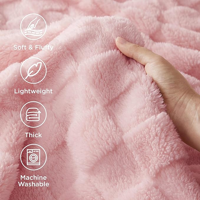 Bedsure GentleSoft Blankets Queen Size for Bed - Super Soft Cozy Blanket for Women Men Girls, Large Fuzzy Fleece Throw for Bedroom Decor, Pink, 90x90 Inches