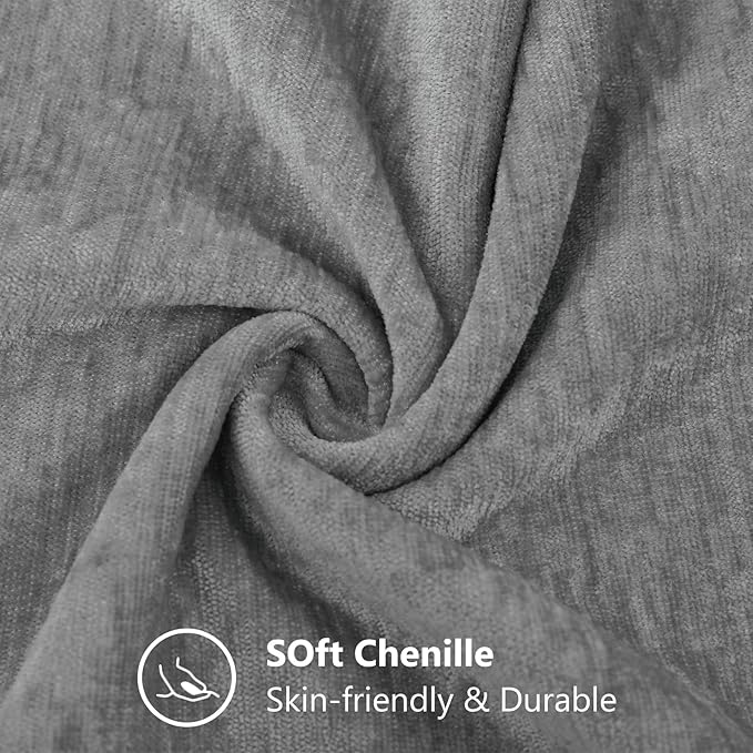decorUhome Chenille Dark Grey Throw Pillow Covers 18x18 Inch Set of 2, Decorative Soft Couch Pillow Covers Solid Dyed Accent Velvet Farmhouse Neutral Square Pillow Cases for Sofa Bed Living Room