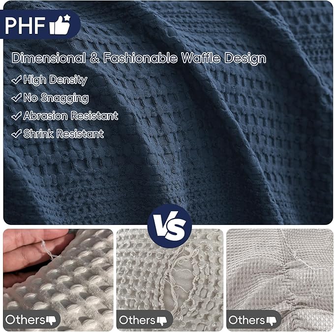PHF Lightweight Waffle Weave Blanket Twin Size, Breathable & Ultra Soft, 66"x 90" Soft & Cozy Thin Blanket for All Season & Hot Sleepers, Bed, Home Decor - Navy Blue