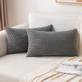 MIULEE Pack of 2 Decorative Lumbar Throw Pillow Covers 12x20 Inch Soft Boho Striped Textured Corduroy Pillow Covers Modern Farmhouse Home Decor for Couch Bed Sofa Living Room Dark Grey