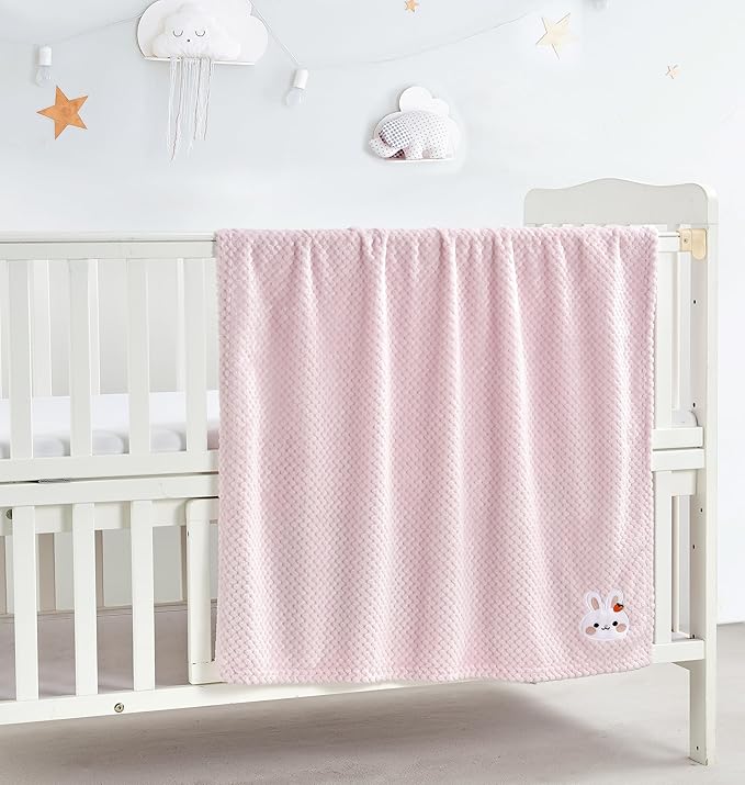 CREVENT 30''X40'' Cute Cozy Fluffy Warm Baby Blanket for Girls Infants Toddlers' Bedding Crib Cot Stroller, Baby Shower Birthday Newborn's Gift Pink- Bunny