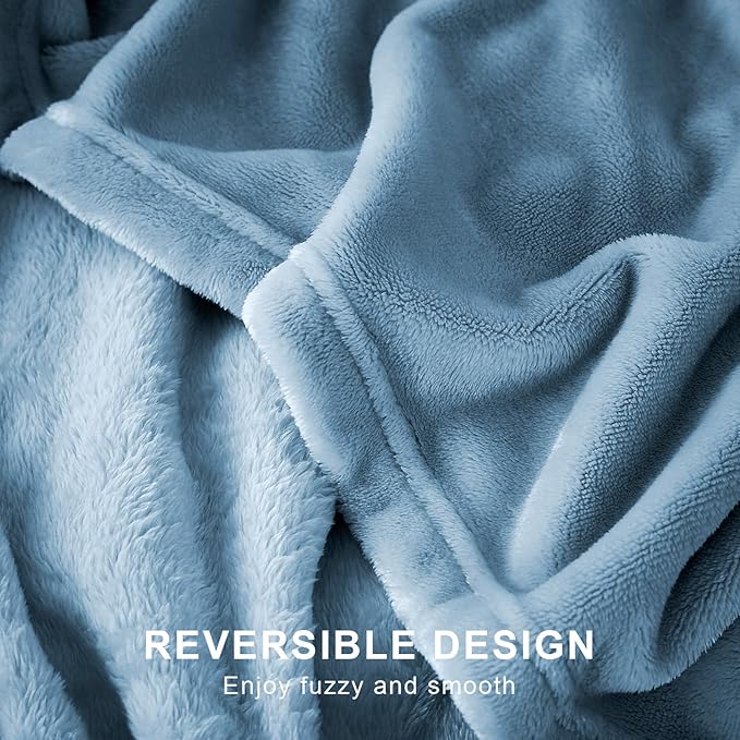 Hansleep Fleece Blanket Twin Size Washed Blue, Soft Cozy Twin Fuzzy Flannel Lightweight Blanket for Bed, Sofa, Couch, Travel, Camping, Washed Blue, 60x80 Inches
