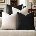 GIGIZAZA Decorative Velvet Pillow Covers - 18x18 Throw Pillows Soft Black Beige Covers Accent for Couch Living Room Bed Square Modern Luxury Cushion Covers Home Decor Set of 4