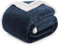BEAUTEX Sherpa Fleece Throw Blankets, Soft Fluffy Flannel Plush Blanket and Throw, Fuzzy Cozy Blue Cuddle Blankets for Couch Bed Sofa Adults (50" x 60", NavyBlue)