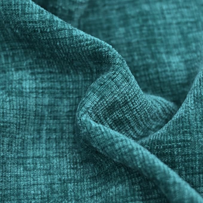 CaliTime Throw Pillow Covers Decorative 20 X 20 Inches Pack of 2 Cozy Solid Dyed Soft Chenille Cushion Cases with Pom Poms for Couch Sofa Bed Living Room Home Teal