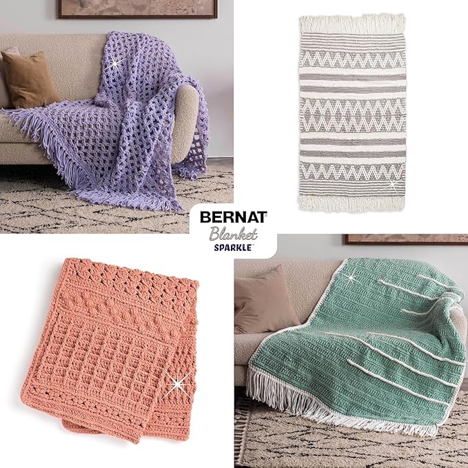Bernat Baby Blanket Sparkle Seafoam Yarn - 1 Pack of 10.5oz/300g - Polyester - #6 Super Bulky - 220 Yards - Knitting & Crochet