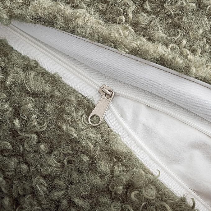 MIULEE Pack of 2 Throw Pillow Covers 18x18 Inch Sage Green Faux Fur Decorative Sherpa Spring Pillow Covers Fuzzy Accent Soft Sheepskin Fleece Cushion Cases for Boho Home Decor Couch Living Room Bed