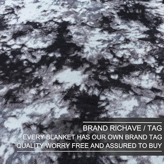 Richave Fuzzy Blanket Twin Size - Tie Dye Grey,Premium Lightweight Anti-Static, Plush and Furry Faux Fur, Reversible Queen Blankets for Twin/Twin XL Extra Long Bed, 66x90 Inches,Tie Dye Grey