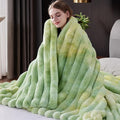 Fluffy Faux Fur Throw Blanket, Thick 1000GSM Soft Cozy Throw Blankets for Bed, Luxury Plush Striped Warm Fuzzy Blanket for Couch LivingRoom Home Decor & Gifts(50" x 70",Tie-dye Green)
