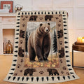 Bear Throw Blanket - Soft Plush Fleece Cabin Wild Animal Bedding Blankets- Cozy Bear Stuff Gifts for Women Girls Kids Adults 60"X80"