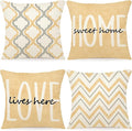 YCOLL Farmhouse Pillow Covers 18x18 Set of 4 Throw Pillow Covers Rustic Linen Decorative Pillows Square Cushion Covers for Couch Sofa Bedroom Home Decor