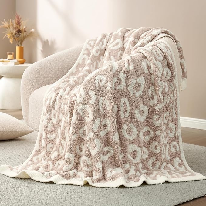 Snuggle Sac Ultra Soft Beige Leopard Blanket Twin Size - Oversized Reversible Cheetah Bedding Blanket, Leopard Pattern Throw Blankets for Bed, Sofa, Couch, 60x80 inches