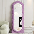 Full Length Mirror, 63"x24" Wavy Floor Mirror, Arched Standing Mirrors Full Length, Cloud Shaped Flannel Wall Mirrors, Dressing Body Mirror Hanging or Leaning Against Wall for Bedroom (Purple)