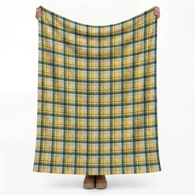 Horaldaily Yellow Green Farmhouse Plaid Spring Decorative Blanket Throw, Spring Summer Rustic Soft Lightweight Blanket for Couch Sofa Bed Lounging Decoration, Ideal Gifts for Kids Adults Self, 60x80