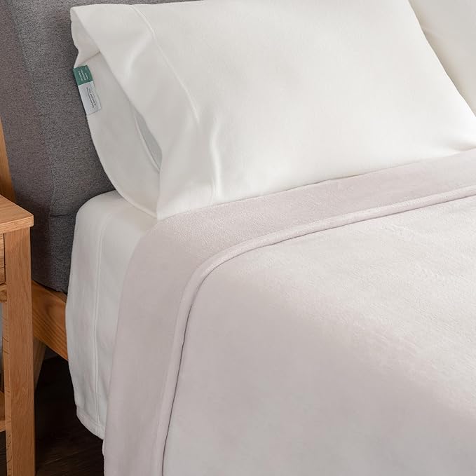Berkshire Blanket Classic VelvetLoft® Solid Bed Blanket,Twin Size Bed Blanket,Lightweight Cozy Flannel Plush Blanket for Bed and Couch,Macadamia,60x92 Inches