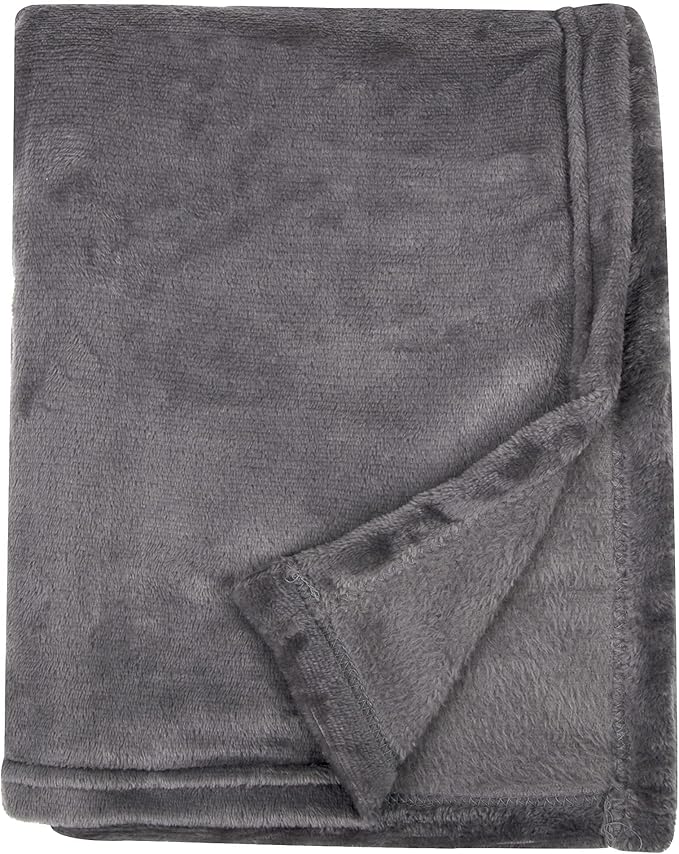 Polar Fleece Throw Blanket for Couch, Twin Bed, Chair, Kids, Adults, Pets 50x60 Soft Cozy Reversible Throw Blanket (Charcoal Grey)