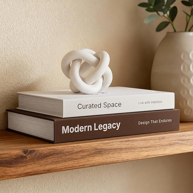 Decorative Faux Book Box with Hidden Storage - Fake Books for Decoration, Aesthetic Coffee Table & Bookshelf, Nightstand, Libros Decorativos, Set of 2 (White & Brown)
