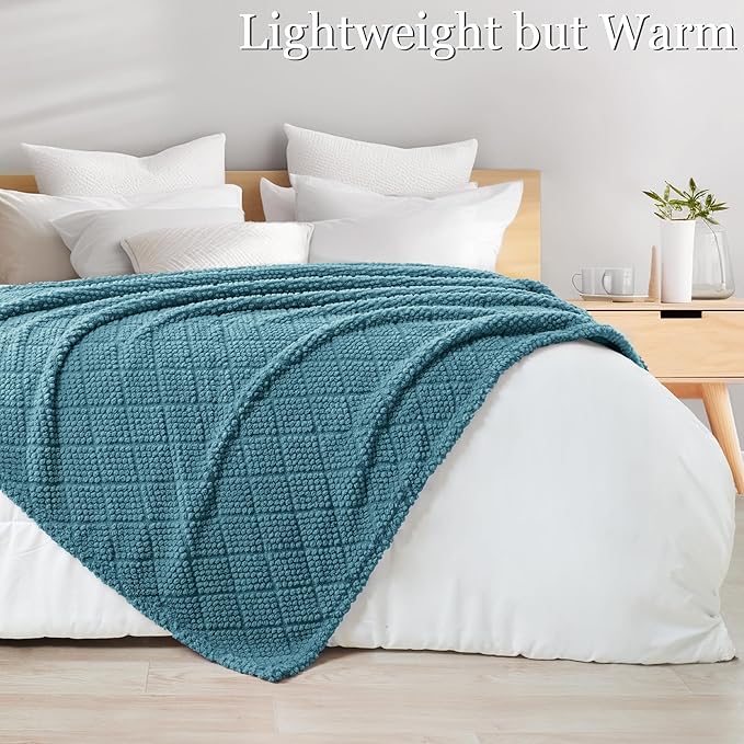Whale Flotilla Fuzzy Fleece Throw Blanket for Couch, Bed, Soft Fluffy Jacquard Waffle Blankets for All Season, Lightweight and Warm, 50x60 Inch, Slate Blue