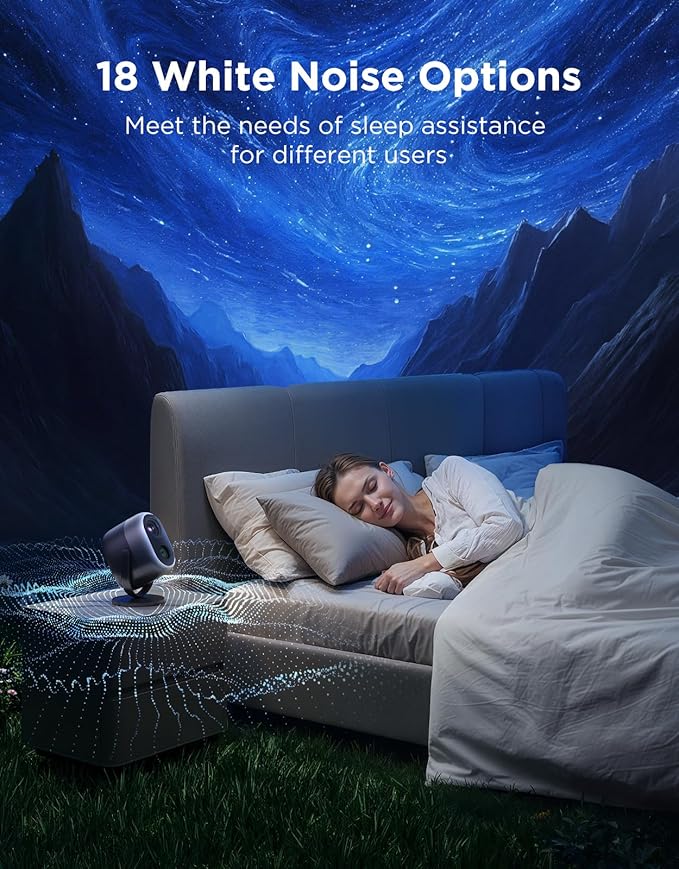 Govee Star Projector Lights, 7-Zone Colorful Nebula Effect, Compatible with Matter, 540ft² Coverage, LED Ceiling Lights for Bedroom, 50+ Scenes, 18 White Noise, Room Decor, Gifts for Kids, Sleep Lamp