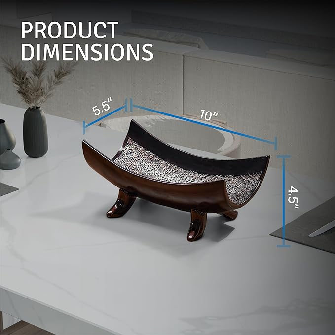 Creative Scents Dublin Brown Centerpiece Bowl With 3 Matching Orbs – Coffee Table Decor with Sphere Balls for Living Room Dining Room Table - Decorations for Home Decor - Mantle House Decor
