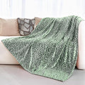 Green Leopard Print Blanket Fleece Blanket Plush Cozy Soft Green Throw Blanket Cozy Blankets for Couch Bed Sofa