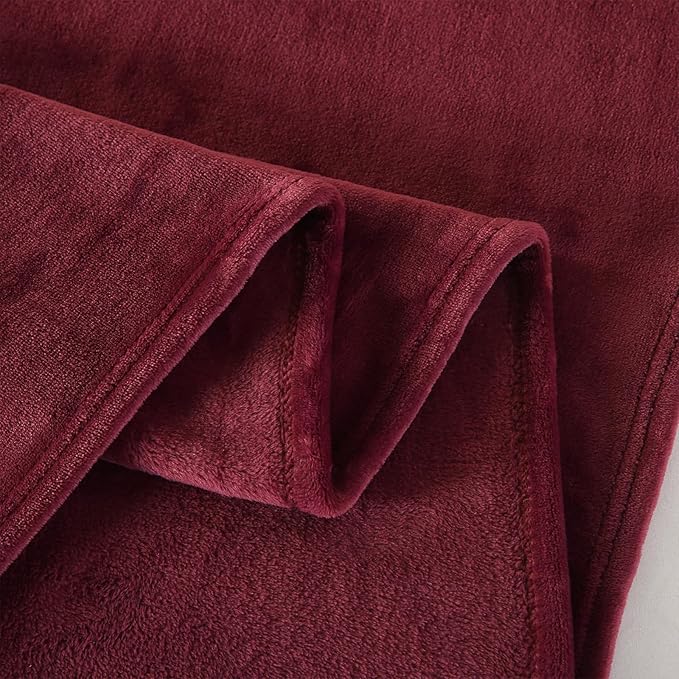 TASTHROW Burgundy Throw Blanket 60x80 Inches, Soft Plush Cozy Fleece Flannel Throw Blanket, Lightweight Warm Throws for Bed, Couch, Bedroom and Living Room, All Seasons