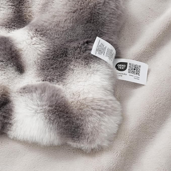 Amélie Home Faux Fur Throw Blanket for Couch, Ultra Soft Fuzzy Plush Bubble Throw for Sofa, Living Room & Home Decor, 50"x60", Tie-dye Grey