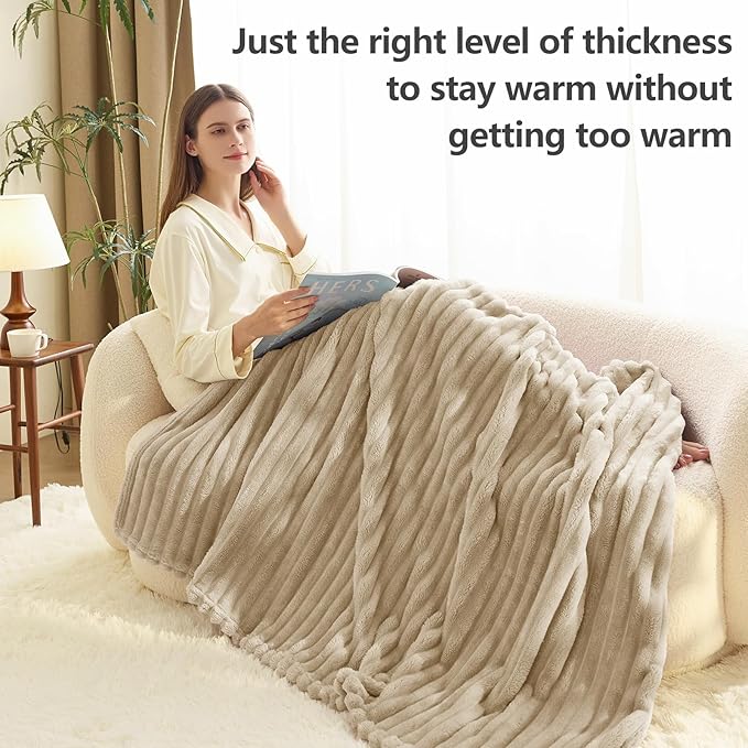 Soft Linen King Size Blanket for Bed - 300GSM Cozy Warm Bedding Fleece Blanket for women, Cute Large Lightweight Sofa Couch Cover Bed Blankets for Her Him, Home Room Decor, Linen, 108x90 Inches