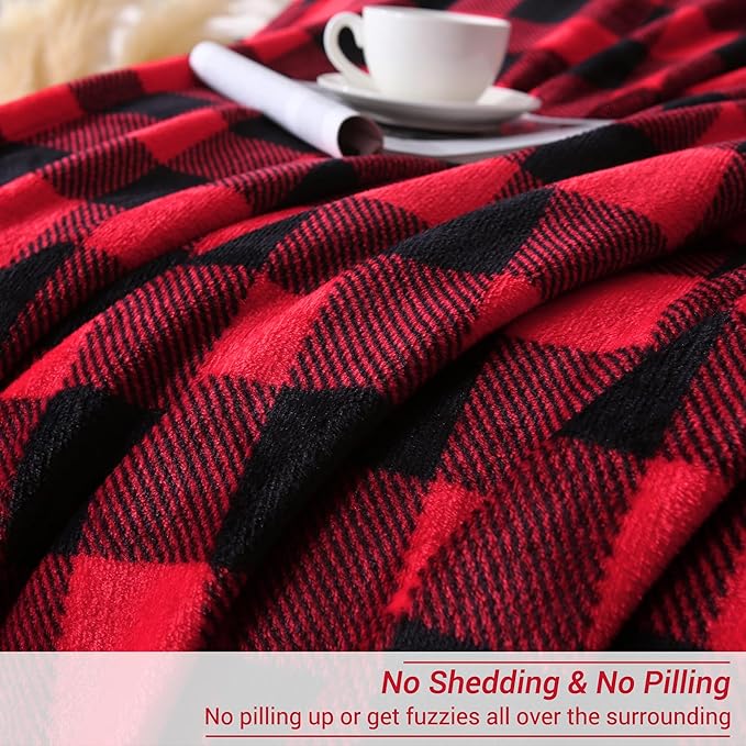 Viviland Checkered Blanket Throw Size Blanket - Soft Fuzzy Cozy Buffalo Plaid Throw for Couch, 50x60 inches