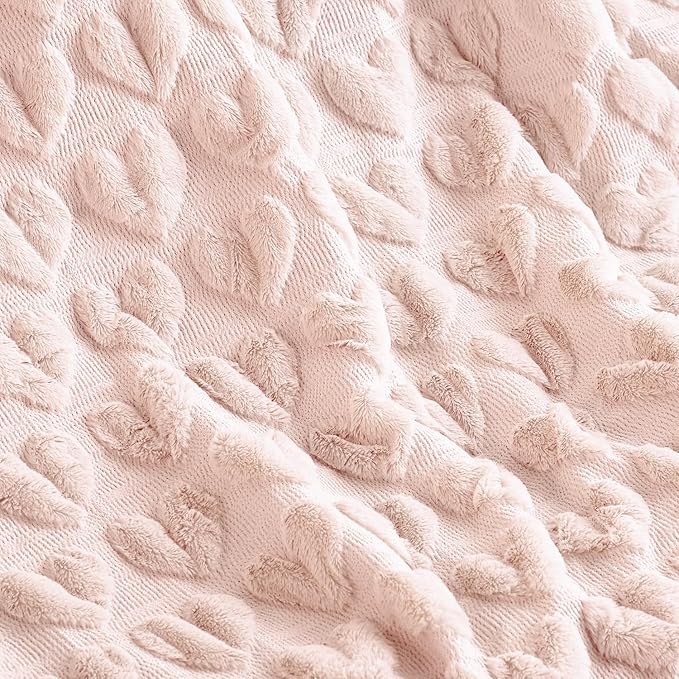 Horaldaily Valentine Blanket Throw, Pink Love Heart Soft Fuzzy Plush Faux Fur Cozy Blankets for Couch Sofa Bed Lounging, Ideal Gifts for Kids Adults Wife Self, 50x60