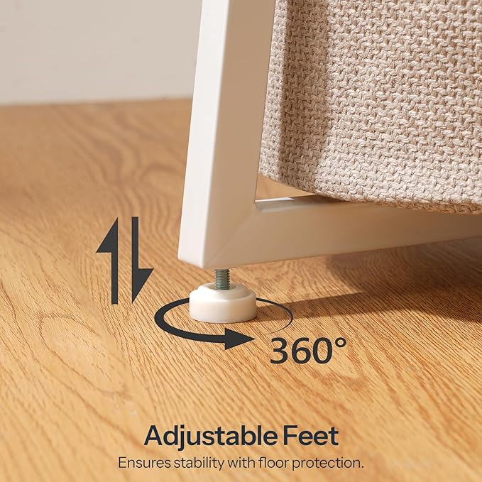 HOOBRO Small Round Side Table, 2-Tier Round Sofa End Table, Compact Nightstand with Cotton Linen Storage Basket, for Small Space, Living Room, Bedroom, Dorm, White WW183BZ01