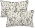 AEIOAE Spring Pillow Covers 12x20 Inch Set of 2,Black Gray Wild Flower Plant Throw Pillows Case,Seasonal Floral Outdoor Decorative Linen Farmhouse Decor Cushion Covers for Home Sofa Bed Couch