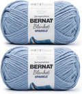 Bernat Blanket Sparkle Dusty Blue Yarn - 2 Pack of 10.5oz/300g - Polyester - #6 Super Bulky - 220 Yards - Knitting & Crochet