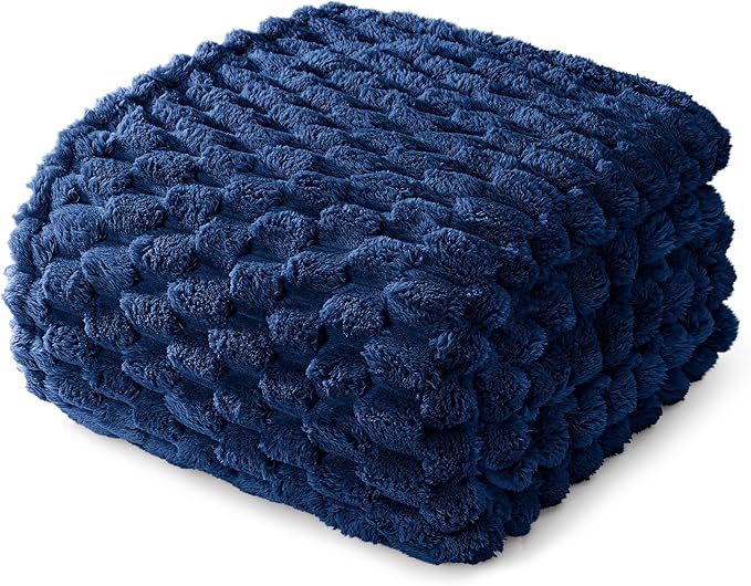 Whale Flotilla Twin Size Blanket for Bed with Jacquard Pattern, Fuzzy Soft Cozy Exquisite Blankets for All Season, Warm and Fluffy, 60x80 Inch, Navy Blue