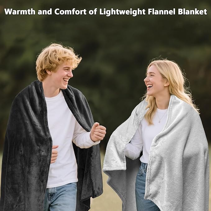 Lukeight Fleece Throw Blanket, Luxury Cozy Fuzzy Lightweight Soft Blankets for Sofa Couch Bed Car Travel and Camping (Grey, 50x60 Inches)