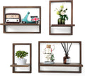 PHOENANCEE Square Floating Shelves,Framed Wall Shelf Decorative Set of 4,Modern Plants Hanging Display Art Decor Storage for Livingroom Bedroom Bathroom Farmhouse,Home Light Wood,Rustic Walnut