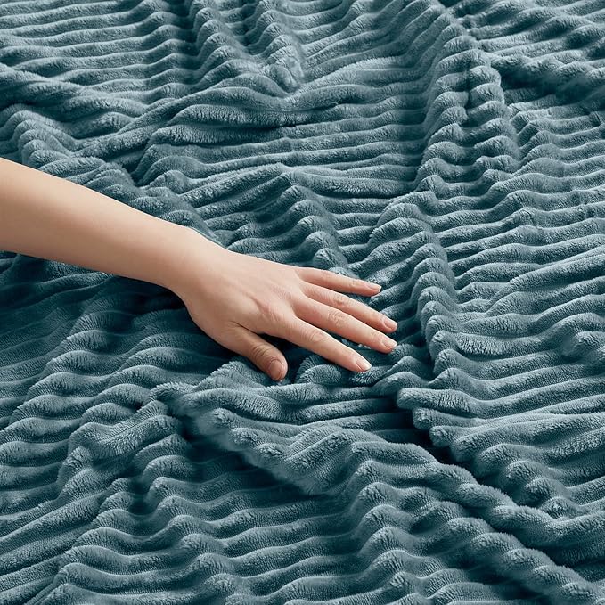 Nestl Blanket Twin Size for Bed - Cozy Warm Fuzzy Blankets for Women, Plush Small Fleece Throws for Girls - Stone Blue, 66 x 90 Inches