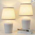 Sucolite 16'' Table Lamps Set of 2, Bedside Nightstand Lamps for Bedroom Kid’s Room, Cute Desk Lamps with Studded Texture Base for Reading Nursery Living Room Office,Beige & White