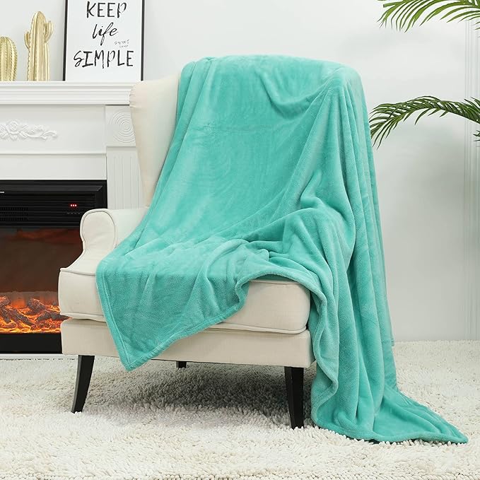 NANPIPER Fleece Blankets Super Soft Flannel Fuzzy Blanket for Bed Couch Luxury Cozy Plush Microfiber Blanket-Twin Size Lake Blue