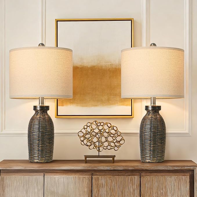 22.75" Table Lamps for Living Room Small Lamps for Bedroom Bedside Lamps Set of 2 Boho Lamps for Night Stands Nightstand Lamp Farmhouse Vintage Rustic Modern Side End Table Lamp Light Home Deco Gifts