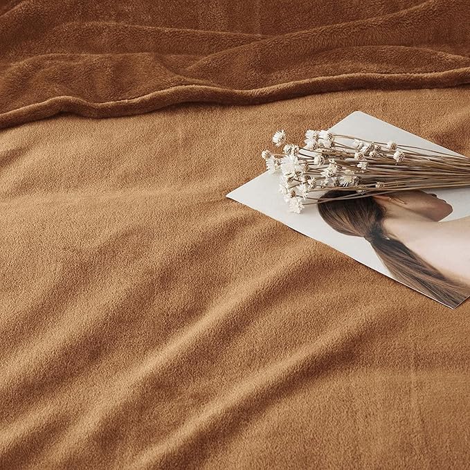 IR Imperial Rooms Fleece Blanket Twin Size 60x80 Inches - Super Soft Fluffy Throw Blanket for Sofa and Bed - Warm and Cozy Lightweight 400 GSM Microfiber Bed Throws Blankets (Twin, Camel)