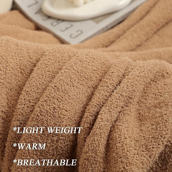 bearberry Super Soft Fluffy Throw Blanket Lightweight Cozy Warm Throw Blankets for Couch Bed Sofa All Season (Camel, 40”x50”)