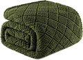 Whale Flotilla Fuzzy Fleece King Size Blanket for Bed, Soft Fluffy Jacquard Waffle Blankets for All Season, Lightweight and Warm, 90x104 Inch, Olive