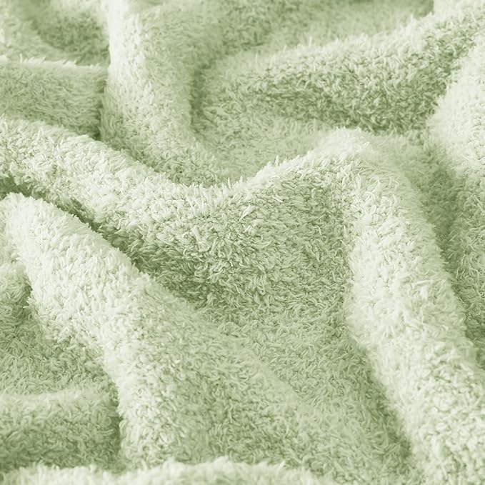 CYMULA Knit Throw Blanket for Mint Green - Super Soft Lightweight Plush Fuzzy Fluffy Cozy Blankets and Throws for Sofa Bed, 50 x 60 inches