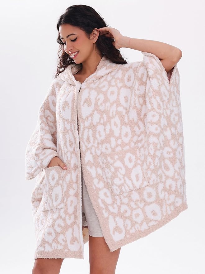 WDCOZY Wearable Blanket Hoodie Poncho Throw Comfy Soft Warm Cape Shawl Cozy Cloak Wrap Hooded with Sleeves For Women Adults