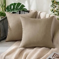 MIULEE Pack of 2 Decorative Outdoor Solid Waterproof Throw Pillow Covers Faux Linen Garden Farmhouse Cushion Cases for Patio Tent Balcony Couch Sofa 20x20 Inch Taupe Grey