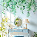 Emerald Green Plants Leaves Wall Decals Peel and Stick, Large Floral Flowers Vinyl Wall Stickers, Removable Vine Home Decor Art for Bedroom Living Room Classroom Office