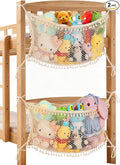 2 Pack Stuffed Animal Storage Net, Large Bedside Toy Organizer Net, Cotton Plushie Toy Storage Hammock with Tether for Stuffed Animals Playroom Organization